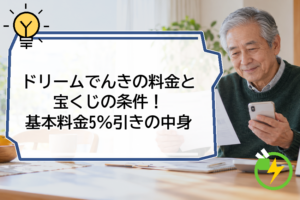 ドリームでんきの料金と宝くじの条件!基本料金5%引きの中身