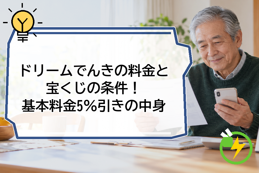ドリームでんきの料金と宝くじの条件！基本料金5％引きの中身