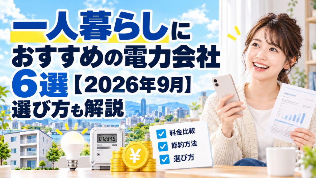一人暮らしにおすすめの電力会社6選【2026年9月】選び方も解説