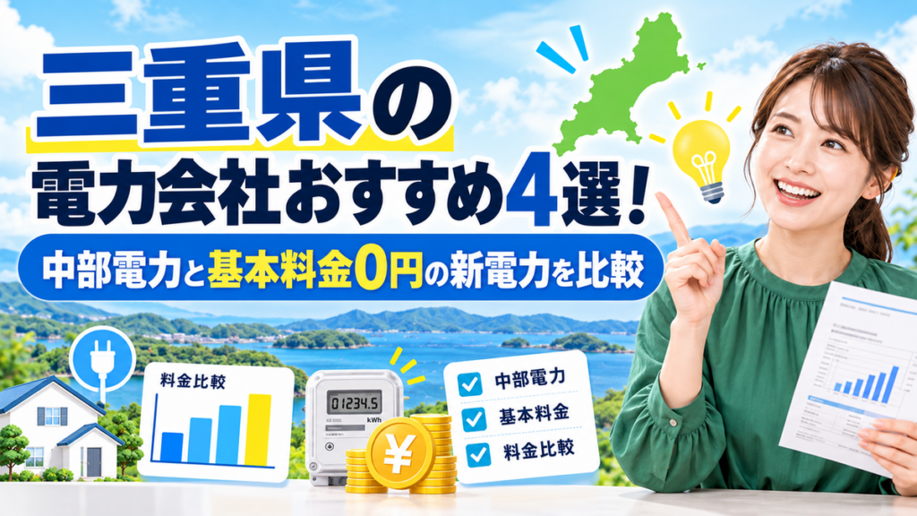三重県の電力会社おすすめ4選！中部電力と基本料金0円の新電力を比較