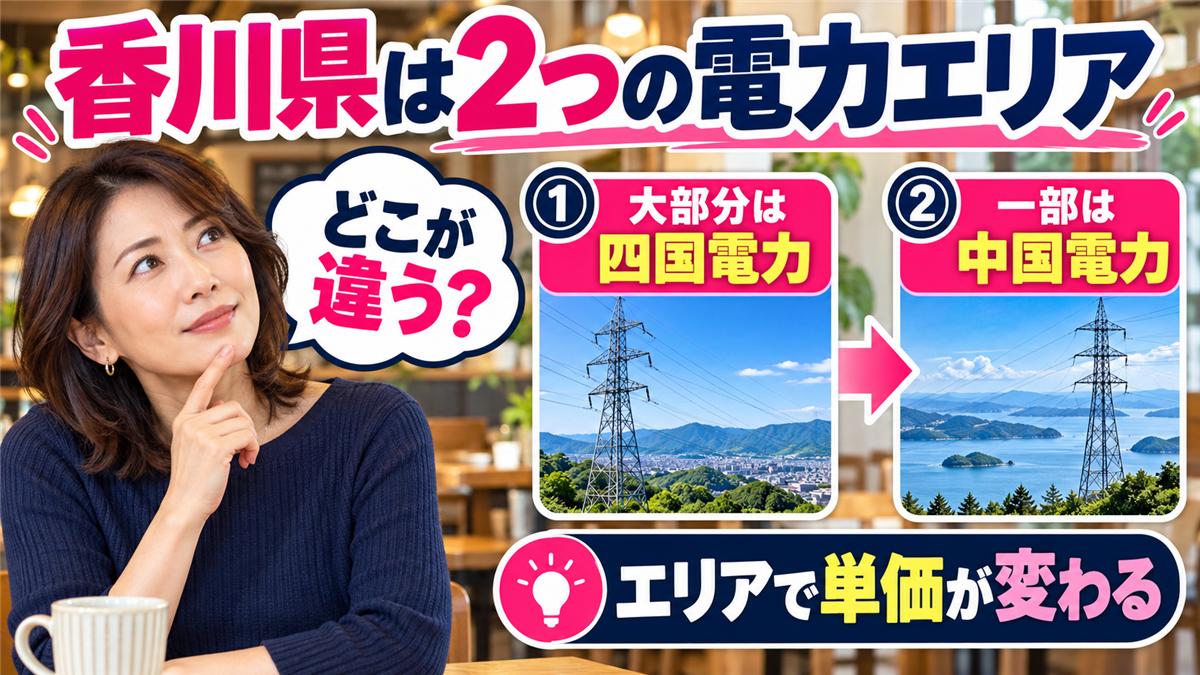香川県の大部分は四国電力、一部は中国電力のエリア