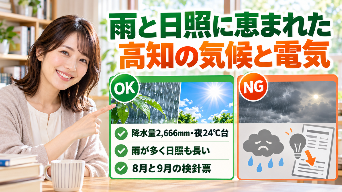 雨と日照に恵まれた高知の気候と電気の使い方